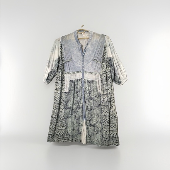 Free People Oh My Maxi Dress Womens Large Sheer Boho Hippi Kimono Duster Buttons - Picture 4 of 16